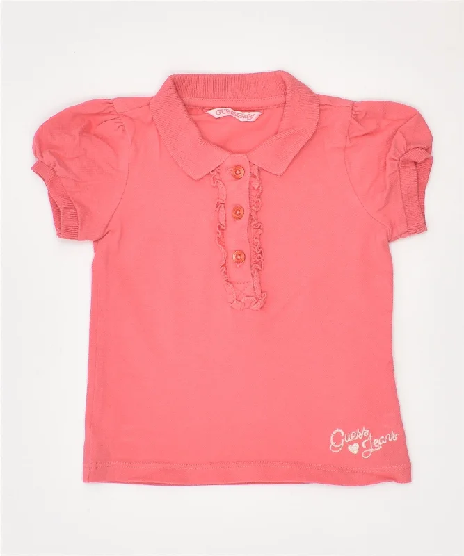 polo shirts with contrasting collars -GUESS Girls Polo Shirt 12-18 Months Pink Cotton