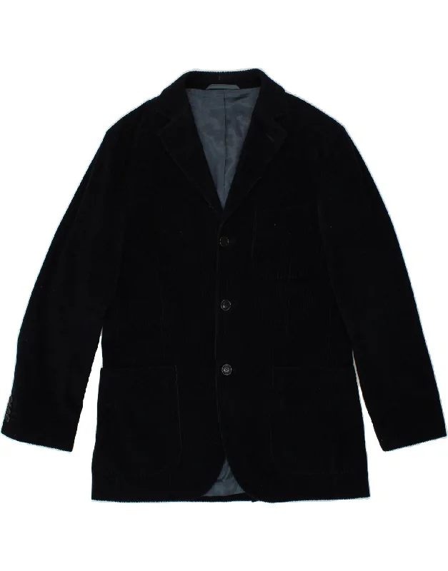 men's blazer jackets for work -HENRY COTTONS Mens Corduroy 2 Button Blazer Jacket IT 48 Medium Navy Blue