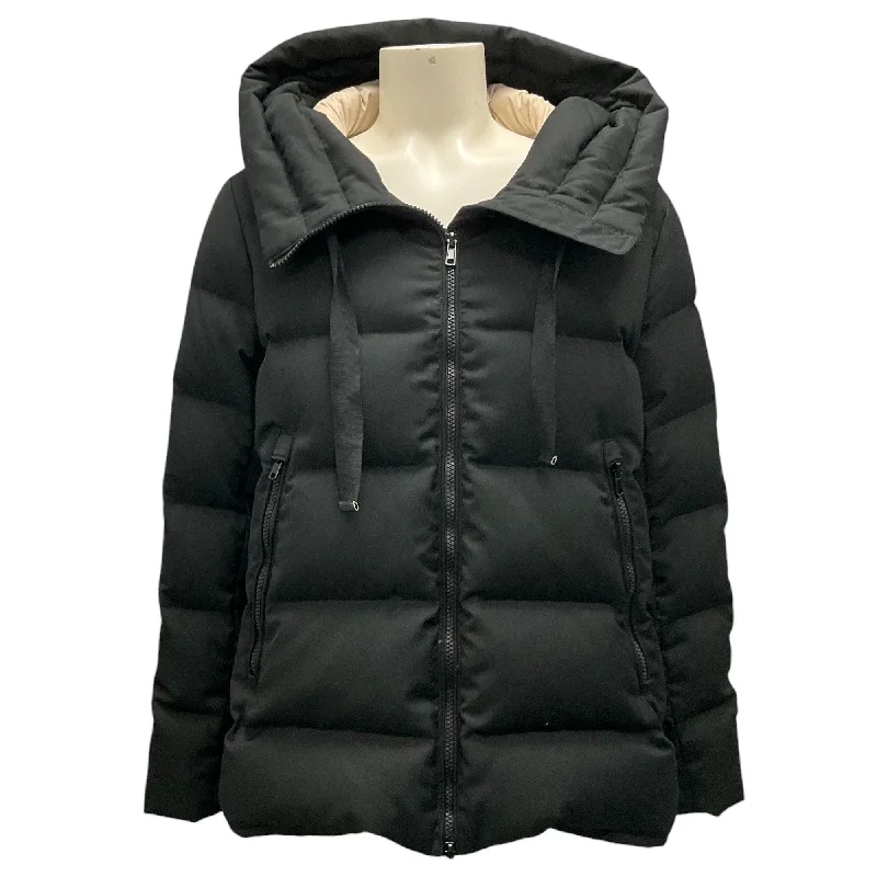 men's wool-blend jackets -Hubert Gasser Black Hooded Puffer Jacket