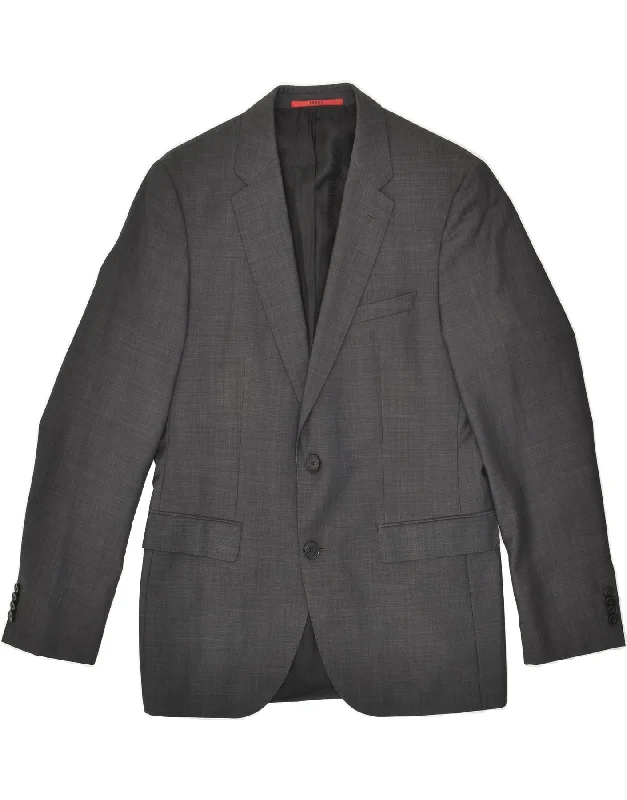 men's fleece-lined jackets -HUGO BOSS Mens 2 Button Blazer Jacket UK 46 3XL Grey Acetate