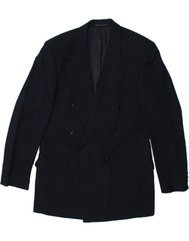 men's peacoats for casual wear -HUGO BOSS Mens Double Breasted Blazer Jacket UK 38 Medium Navy Blue Wool