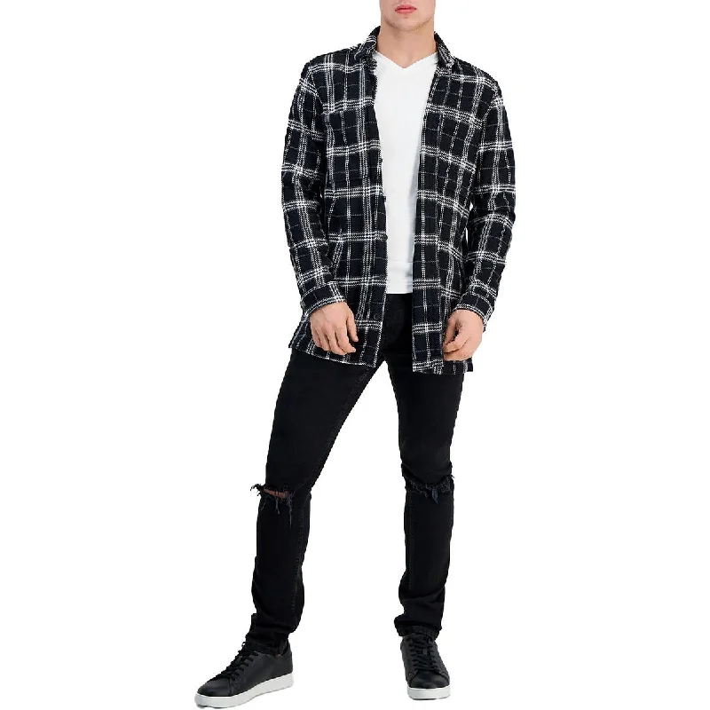 men's winter jackets -INC Mens Plaid Lightweight Shirt Jacket