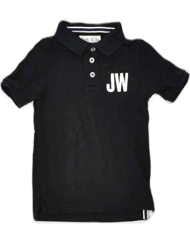 men's durable cotton polo shirts -JACK WILLS Baby Boys Polo Shirt 9-12 Months Black Cotton