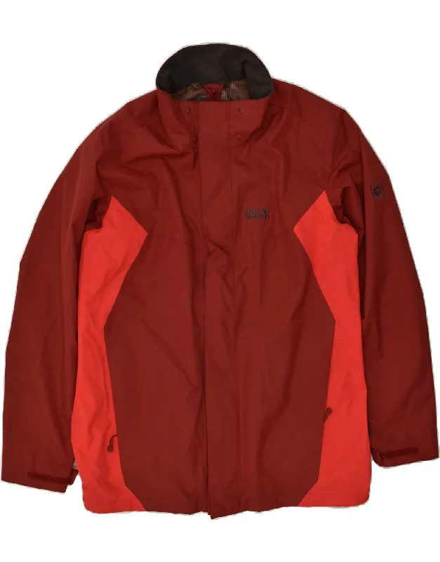 slim-fit jackets for men -JACK WOLFSKIN Mens Rain Jacket UK 44/46 XL Red Colourblock Polyester