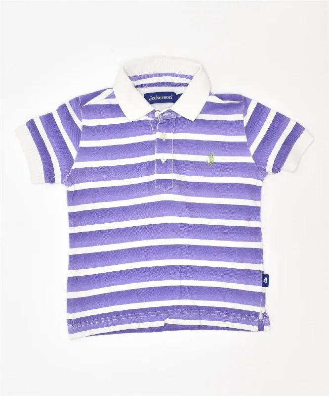 men's classic polo shirts -JECKERSON Boys Polo Shirt 3-4 Years Purple Striped Cotton