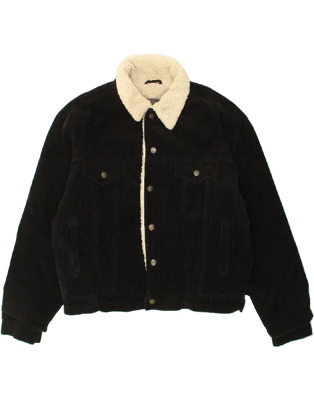 men's blazers for casual wear -JEP'S Mens Sherpa Corduroy Jacket UK 44 2XL Black Cotton