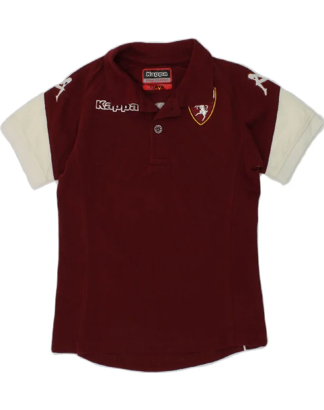 men's polo shirts for summer -KAPPA Boys Graphic Polo Shirt 7-8 Years Burgundy Colourblock Cotton