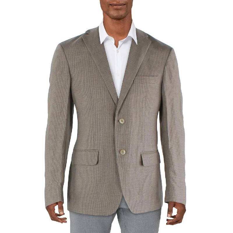 men's parka jackets -Lauren Ralph Lauren Mens Linen Houndstooth Suit Jacket