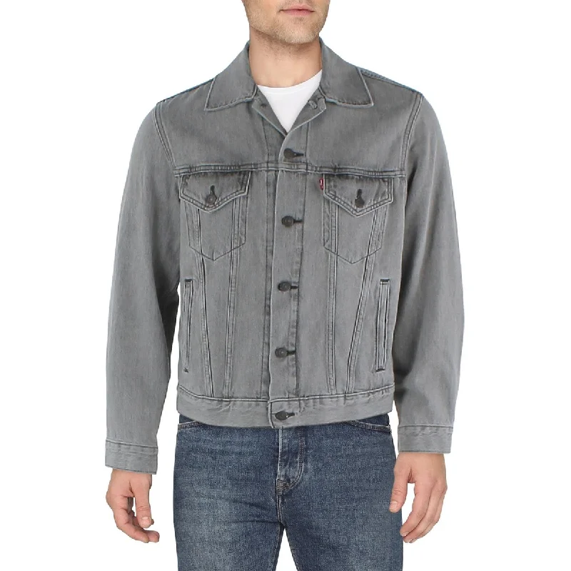 military-inspired jackets for men -Levi Strauss & Co. Mens Collared Heathered Denim Jacket