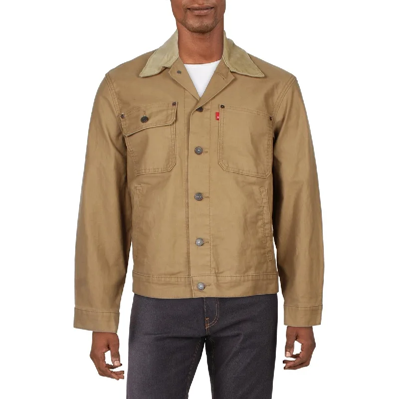 men's insulated jackets -Levi's Mens   Corduroy Trim Long Sleeve Trucker Jacket