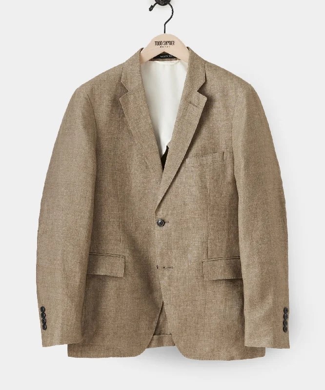 men's fleece-lined jackets -Italian Linen Sutton Jacket in Safari Tan