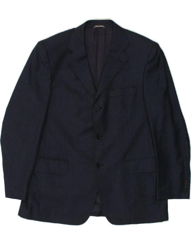 men's winter jackets -LORO PIANA Mens 3 Button Blazer Jacket IT 54 2XL Navy Blue Wool