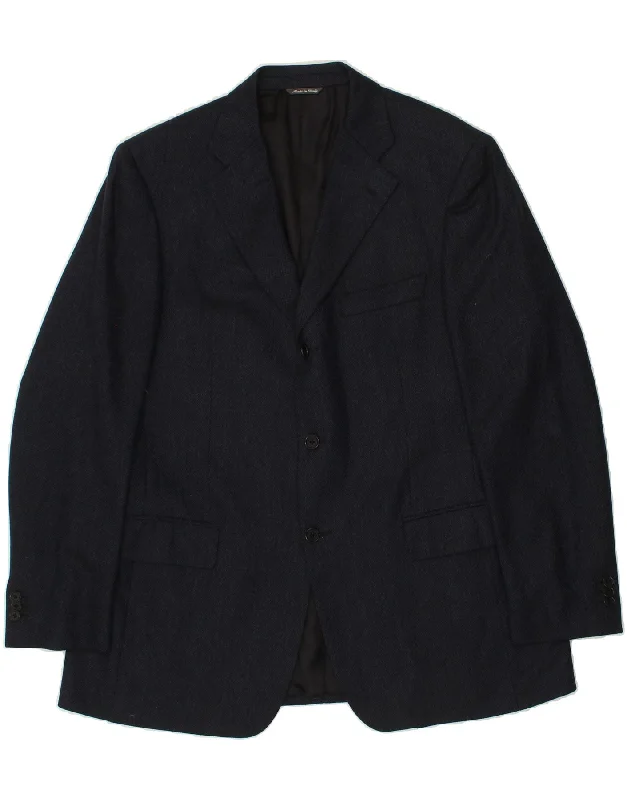 men's double-breasted jackets -LORO PIANA Mens 3 Button Blazer Jacket IT 54 2XL Navy Blue Wool