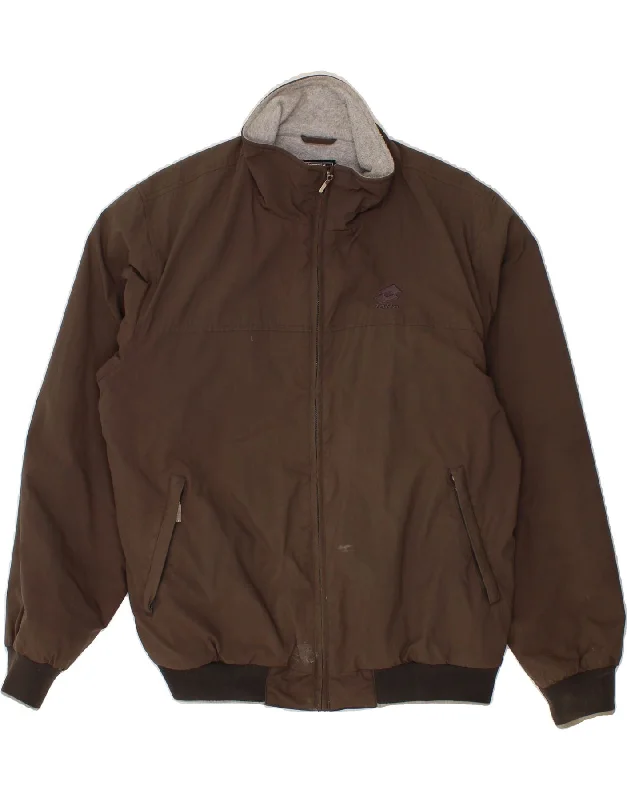 classic jackets for men -LOTTO Mens Bomber Jacket UK 42 XL Brown Nylon