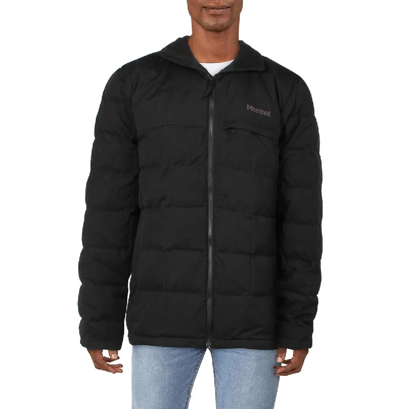 fleece-lined bomber jackets for men -Marmot Mens Insulated Polyester Puffer Jacket Black XL