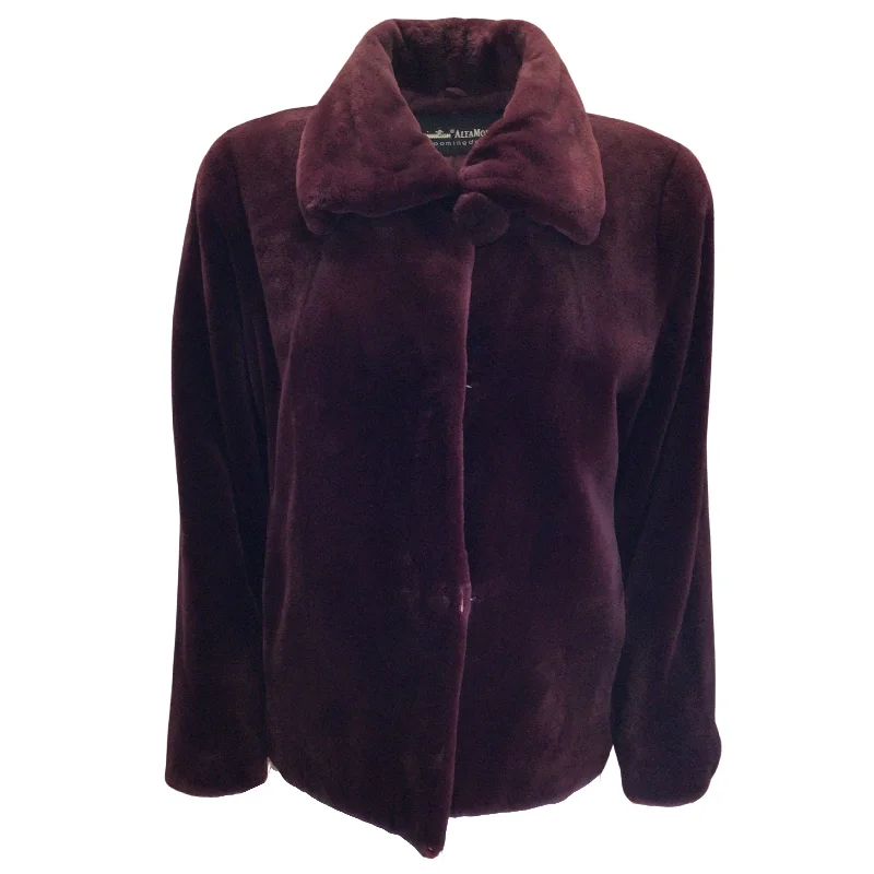 men's parkas with fur -Maximilian Burgundy Sheared Mink Fur Jacket