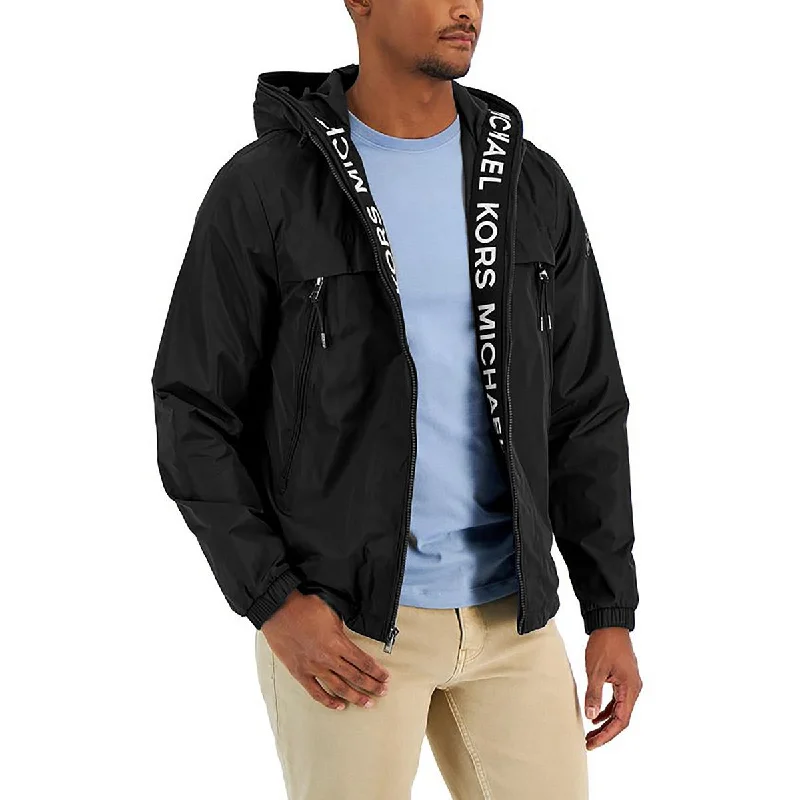 men's jacket coats for autumn -Michael Kors Mens Logo Short Windbreaker Jacket