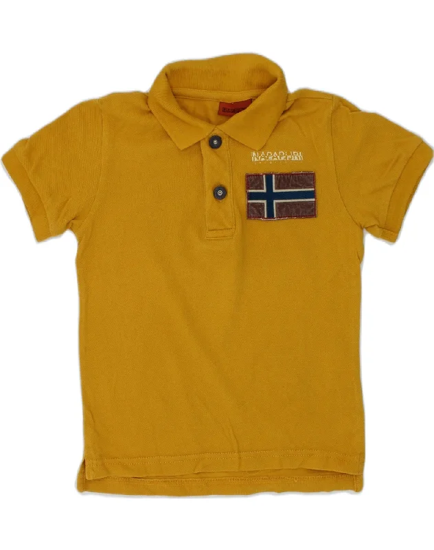 men's stylish sport polo shirts -NAPAPIJRI Boys Polo Shirt 3-4 Years Yellow Cotton