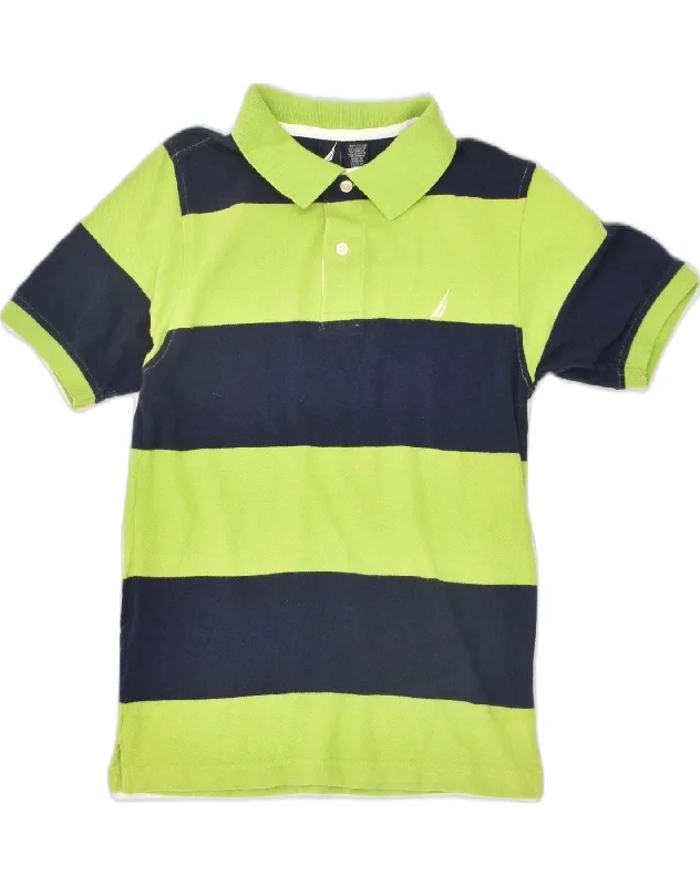 stylish printed polo shirts for men -NAUTICA Boys Polo Shirt 10-11 Years Medium Green Striped Cotton