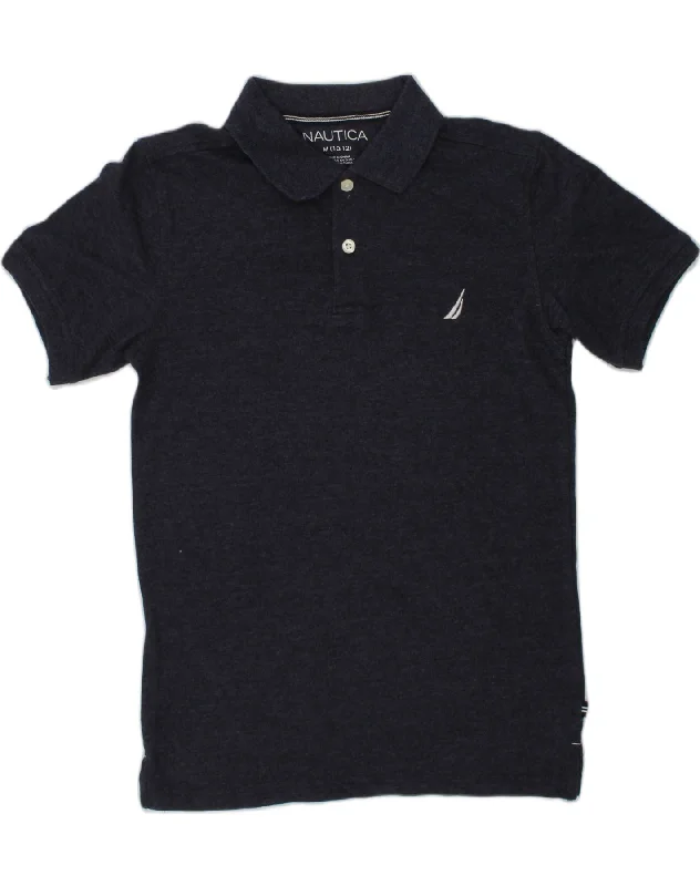 men's classic ribbed polo shirts -NAUTICA Boys Polo Shirt 10-11 Years Medium Navy Blue Cotton