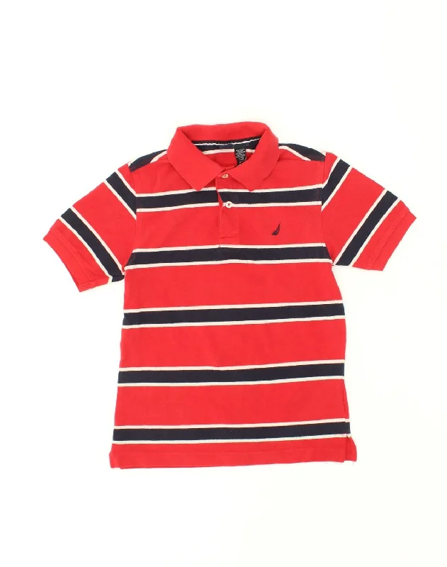 formal polo shirts for men -NAUTICA Boys Polo Shirt 10-11 Years Medium  Red Striped Cotton