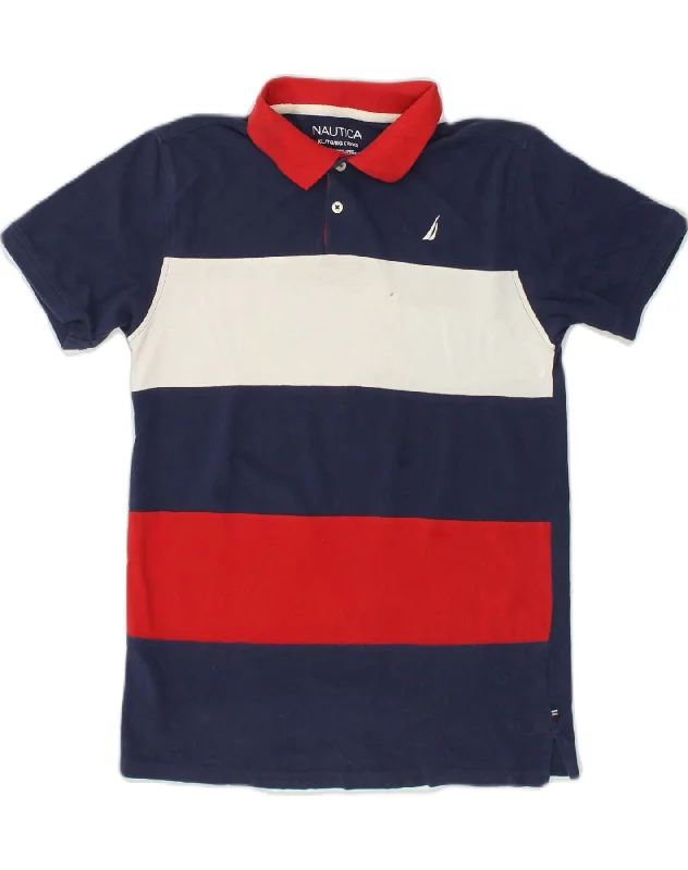 men's regular-fit polo shirts -NAUTICA Boys Polo Shirt 15-16 Years XL  Navy Blue Colourblock Cotton