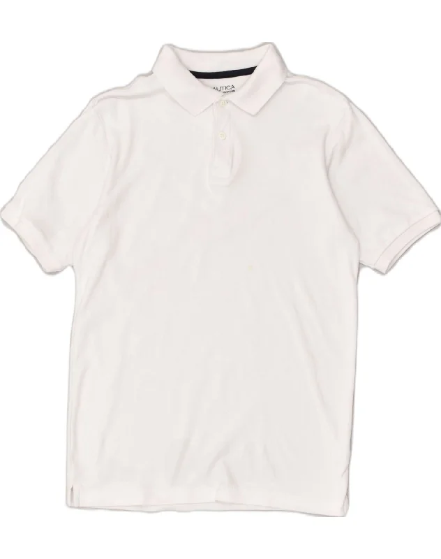 casual pique polo shirts for men -NAUTICA Boys Polo Shirt 15-16 Years XL White Cotton