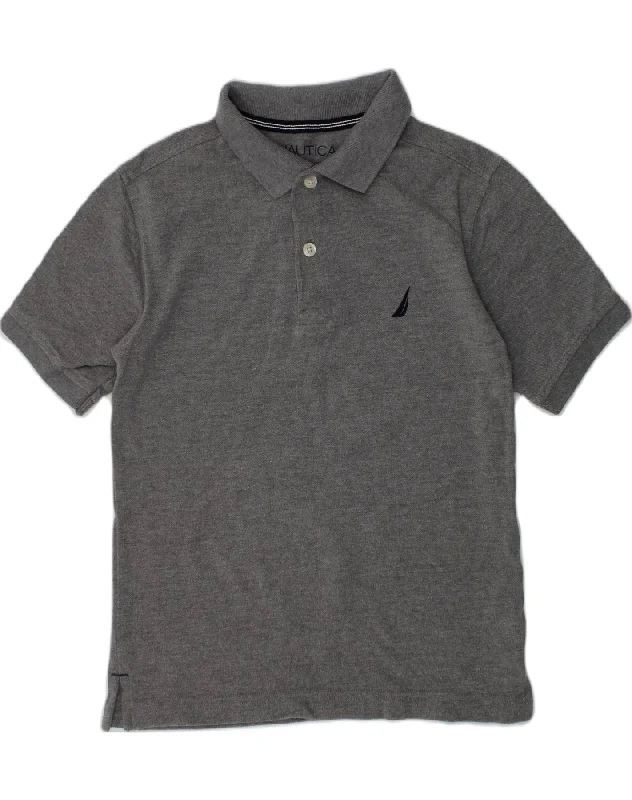 men's regular pique polo shirts -NAUTICA Boys Polo Shirt 7-8 Years Small  Grey Cotton