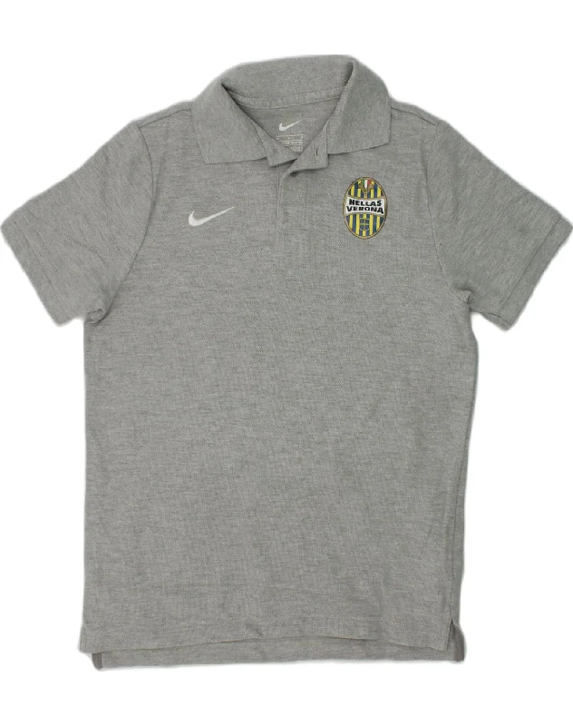 men's performance polo shirts -NIKE Boys HELLAS VERONA Polo Shirt 11-12 Years Medium Grey Cotton