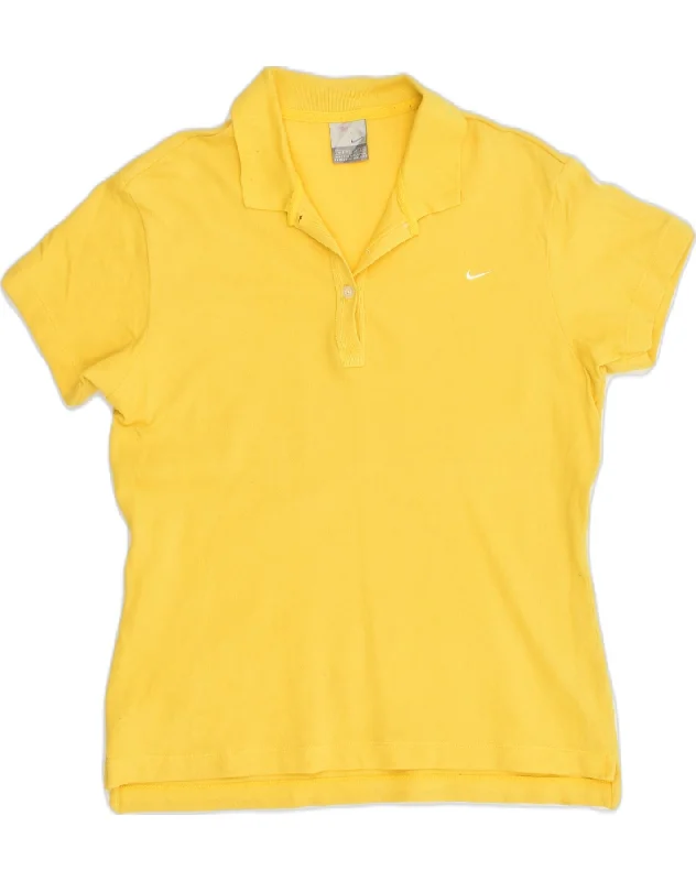 men's performance long sleeve polo shirts -NIKE Girls Polo Shirt 8-9 Years Medium Yellow Cotton