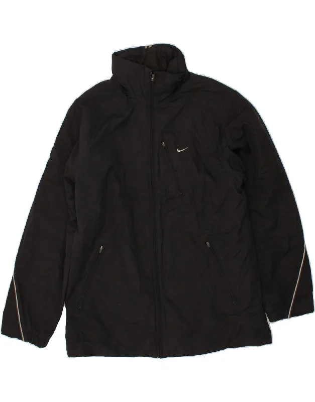 men's double-breasted blazers -NIKE Mens Graphic Rain Jacket UK 42/44 Large Black Polyester