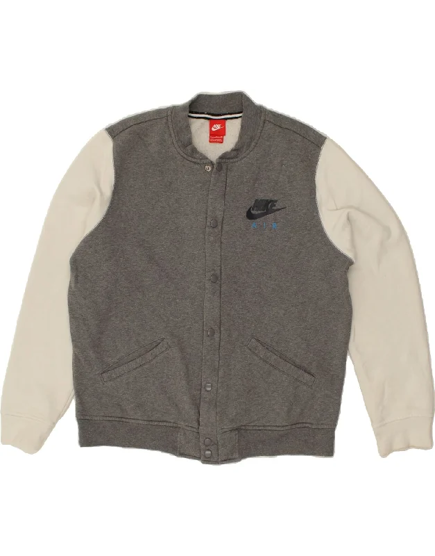 men's plaid jackets -NIKE Mens Varsity Jacket UK 42 XL Grey Colourblock Cotton