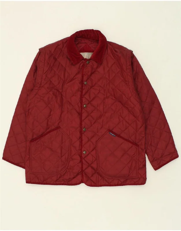 classic jackets for men -NORTH POLE Mens Quilted Jacket UK 48 XL Maroon Nylon