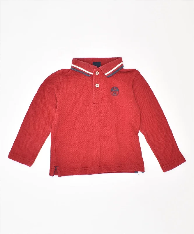 men's casual wear polo shirts -NORTH SAILS Boys Long Sleeve Polo Shirt 12-18 Months Red Cotton