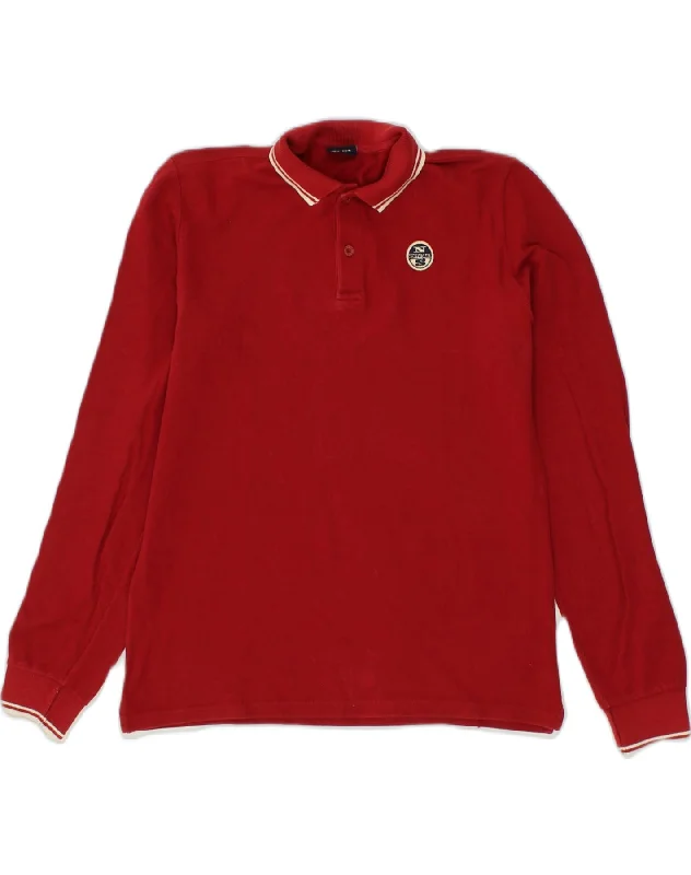 men's high-quality polo shirts -NORTH SAILS Boys Long Sleeve Polo Shirt 13-14 Years Red Cotton