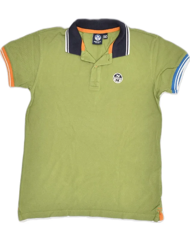 men's pique polo shirts with logos -NORTH SAILS Boys Polo Shirt 9-10 Years Green Cotton