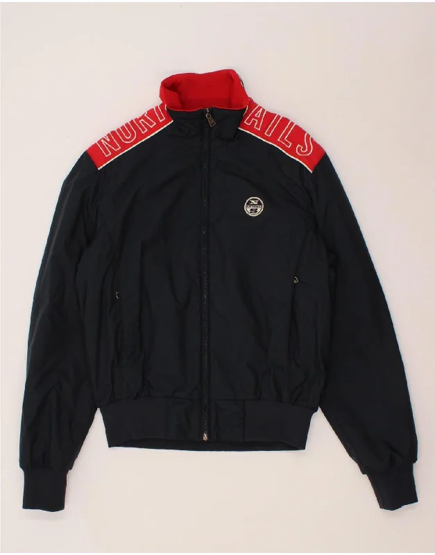 men's fleece-lined jackets -NORTH SAILS Mens Graphic Bomber Jacket UK 38 Medium Navy Blue Colourblock