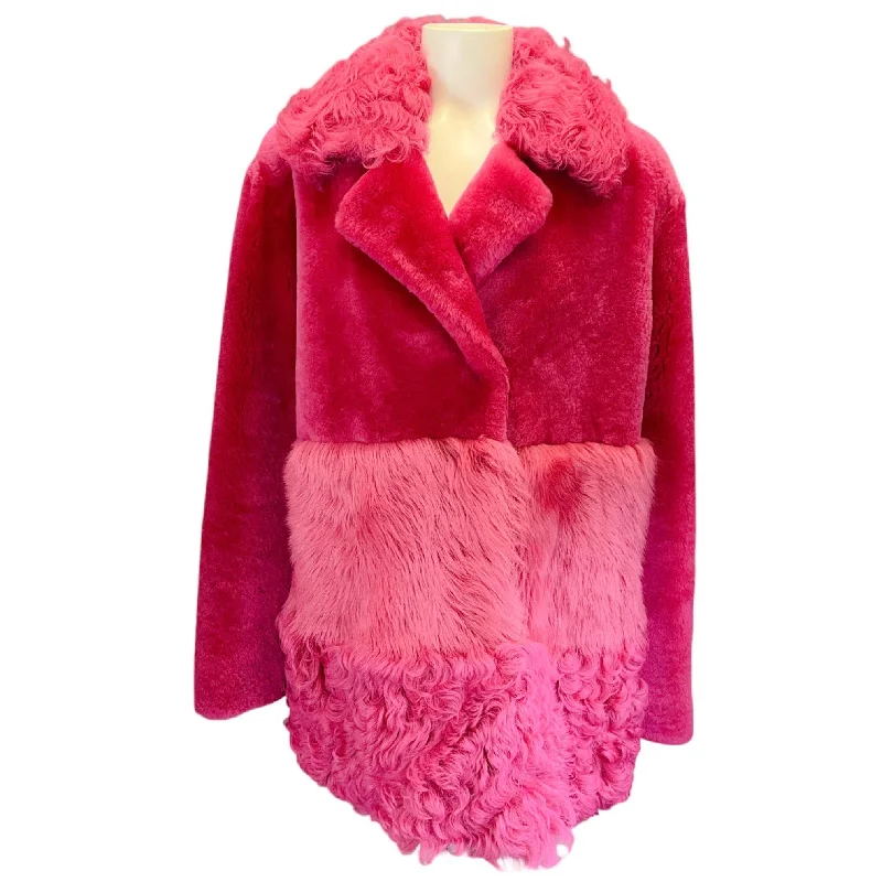 men's formal suit jackets -Nour Hammour Hot Pink Shearling Jacket