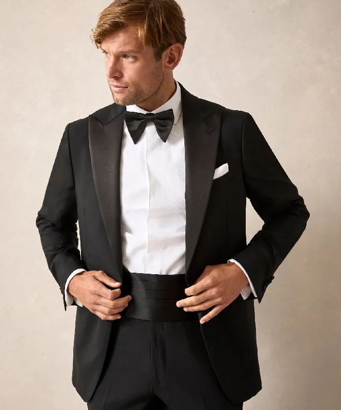 men's slim-fit blazers -Italian Peak Lapel Tuxedo Jacket in Black