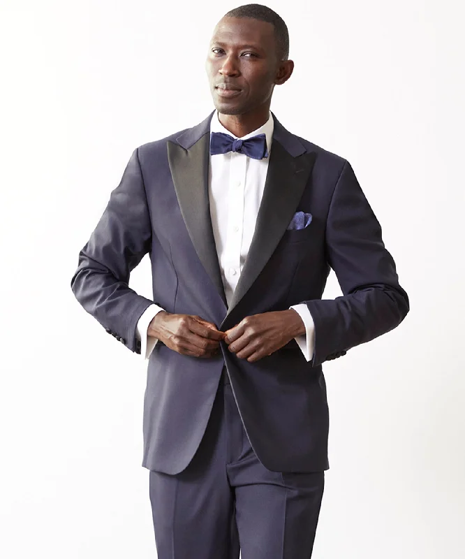 military-inspired jackets for men -Italian Peak Lapel Tuxedo Jacket in Navy