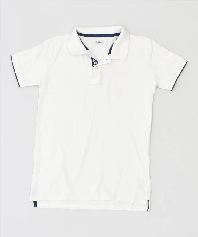 premium fit polo shirts for men -PEPE JEANS Boys Polo Shirt 11-12 Years White Cotton