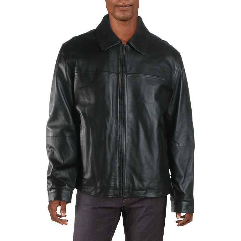 men's wool coat jackets -Perry Ellis Portfolio Mens Winter Leather Jacket