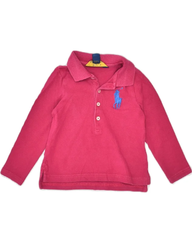 men's custom embroidered polo shirts -POLO RALPH LAUREN Baby Girls Long Sleeve Polo Shirt 18-24 Months Pink