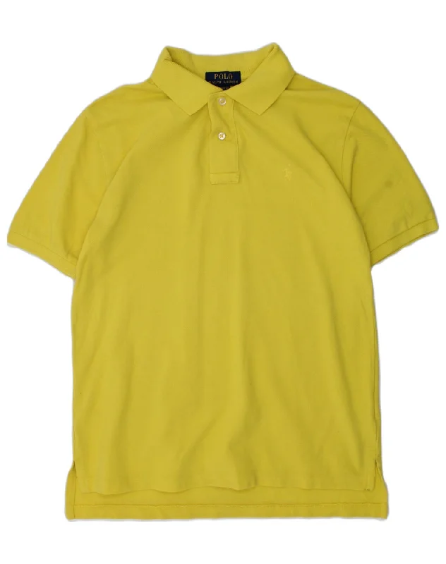 men's striped polo shirts -POLO RALPH LAUREN Boys Polo Shirt 10-11 Years Medium  Yellow Cotton