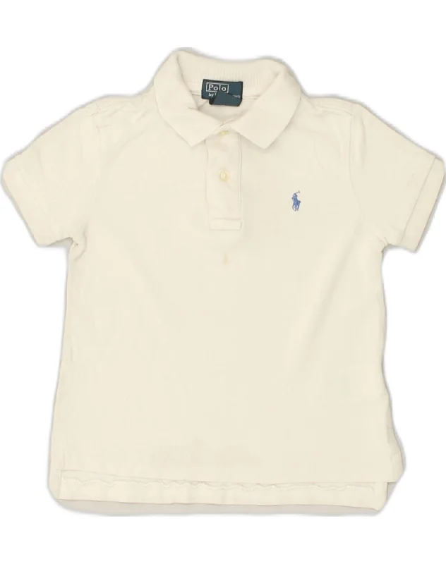 men's simple polo shirts -POLO RALPH LAUREN Boys Polo Shirt 2-3 Years Off White Cotton