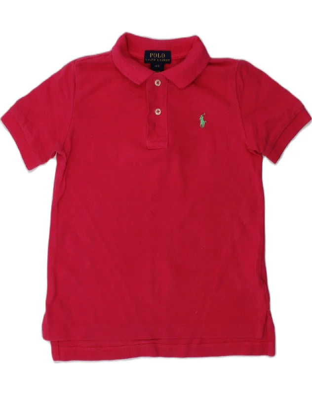 men's short sleeve polo shirts for work -POLO RALPH LAUREN Boys Polo Shirt 2-3 Years Red Cotton