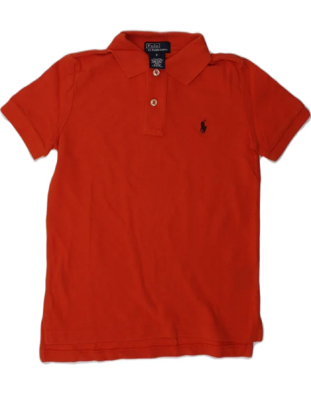 versatile cotton polo shirts -POLO RALPH LAUREN Boys Polo Shirt 5-6 Years Red Cotton