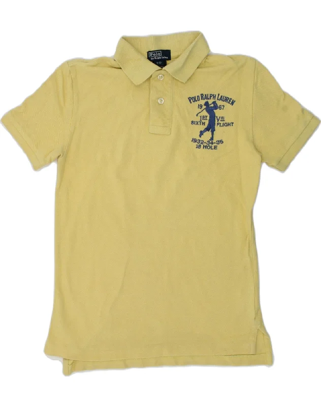 men's casual pique polo shirts -POLO RALPH LAUREN Boys Polo Shirt 7-8 Years Small  Yellow Cotton