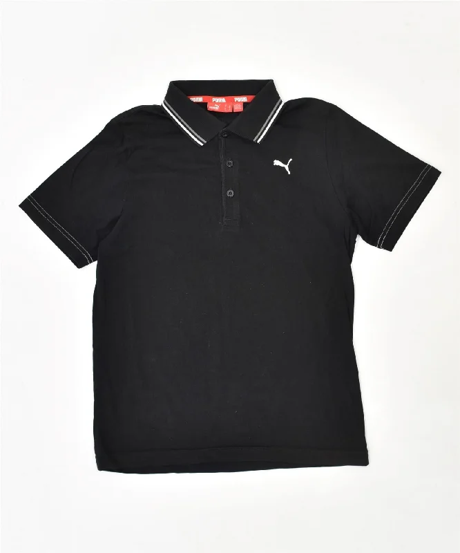 men's sports polo shirts for men -PUMA Boys Polo Shirt 11-12 Years Black Cotton