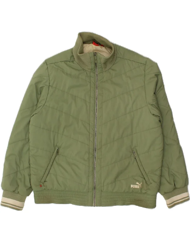 men's heavy-duty jackets -PUMA Mens Padded Jacket UK 42 XL Green Polyester